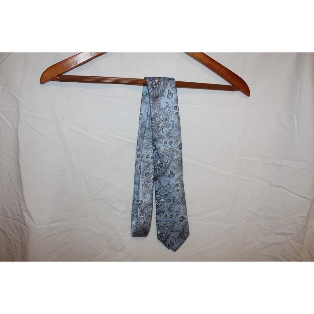Men's Light Blue Paisley Dress Tie Classic Necktie